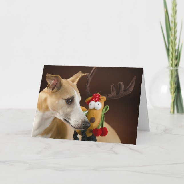 Cartão de Natal Whippet (Frente)