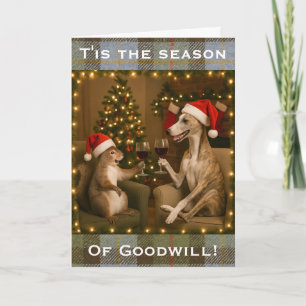 Cartão de Natal Whippet e Esquilo