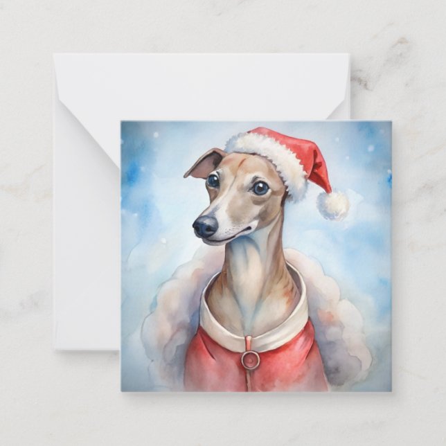 Cartão de Natal Whippet - Férias Festivas (Frente)