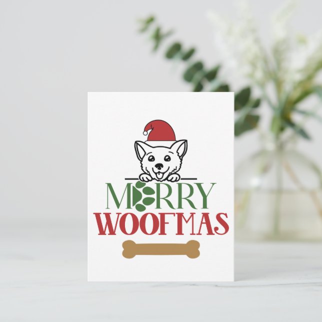 Cartão de Natal Woofmas feliz (Em pé/Frente)