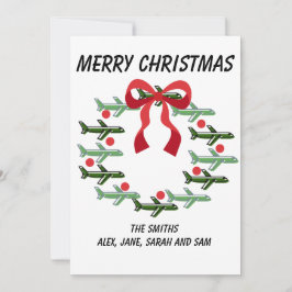 Cartão de Natal Wreath para cima e para fora