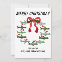 Cartão de Natal Wreath para cima e para fora