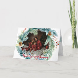 Cartão de Natal Wreath Watercolor