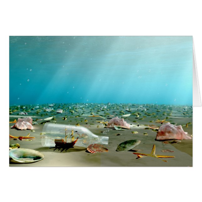 Cartão de naufrágio do navio-em-frasco (Frente Horizontal)