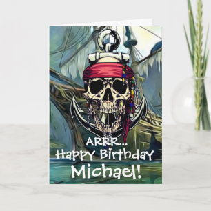 Cartão de Navio Fantasma do Capitão do Crânio Pira