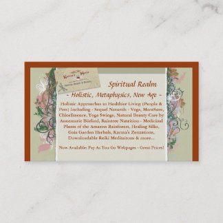 Cartão de negócios, reino espiritual, ~ holístico,