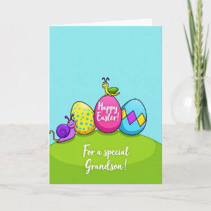 Cartão de Neto com Ovo de Páscoa de Bolinhas