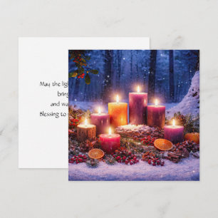 Cartão de Neve de Velas e Lanterna do Solstício de