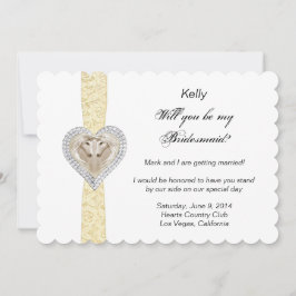 Cartão de Noiva com Laço Amarelo de Unicórnio para