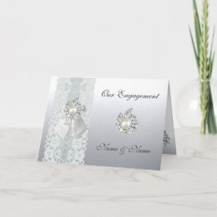 Cartão de Noivado Casamento Save the Date Renda Pr