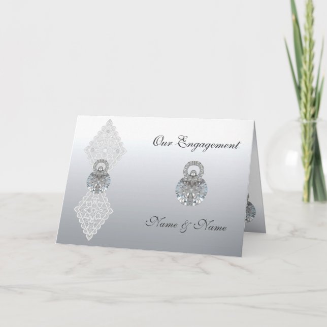 Cartão de Noivado Casamento Save the Date Renda Pr (Frente)