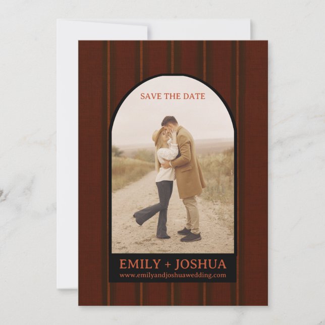 Cartão de Noivado de Outono Rustic Fall Flat Save  (Frente)