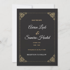 Cartão de Noivado Elegante Save the Date com Borda