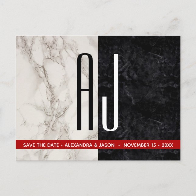 Cartão de Noivado Preto e Branco para Salvar a Dat (Frente)