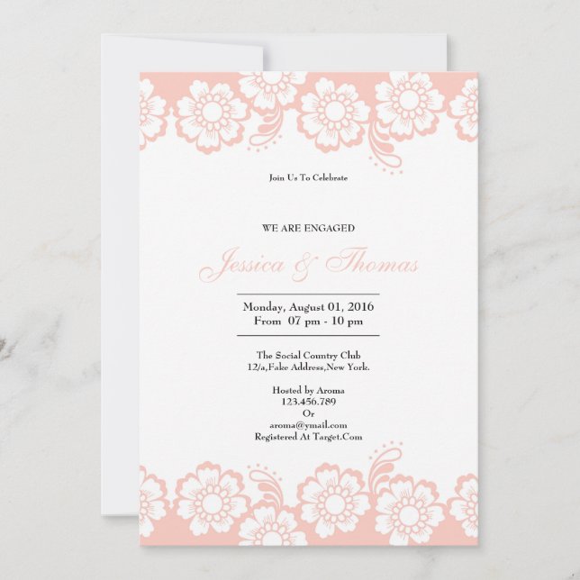 Cartão de Noivado Romântico de Casamento (Frente)