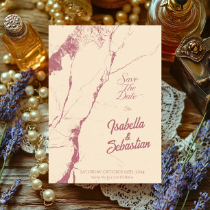 Cartão de Noivado Save the Date Blush Mármore