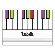 Cartão de Nome Colorido Teclas de Piano para Festa