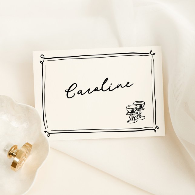 Cartão de Nome com Desenhos à Mão Caprichosos (Criador carregado)