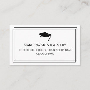 Cartão de Nome com Foto de Formatura Chapéu Modern