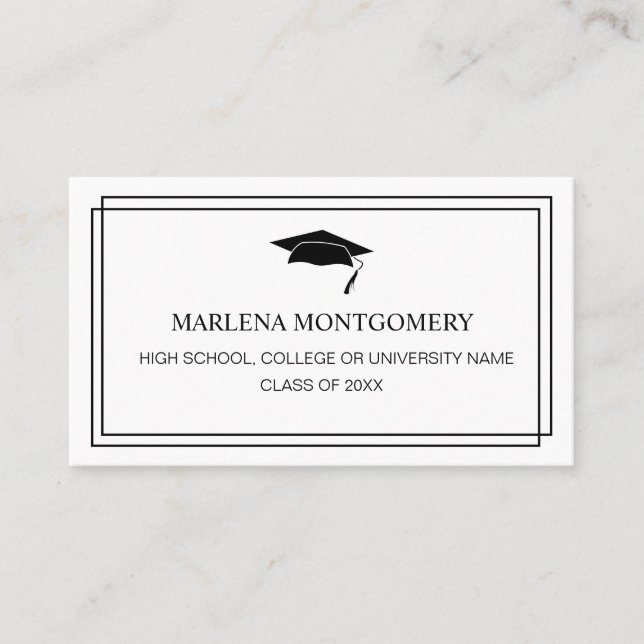Cartão de Nome com Foto de Formatura Chapéu Modern (Frente)