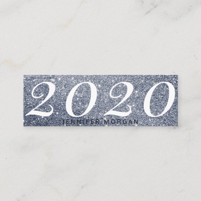 Cartão de nome da brilho prateada de graduação lux (Frente)