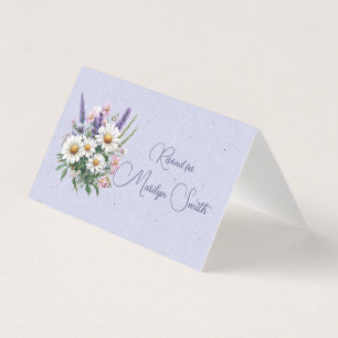 Cartão de Nome de Casamento com Flores Silvestres 
