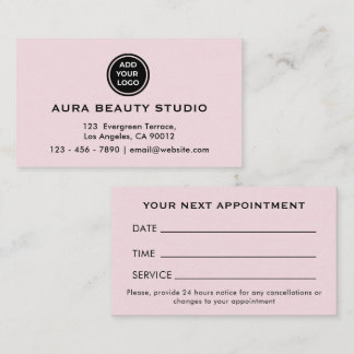 Cartão de Nome de Contato de Logotipo Rosa Embaraç