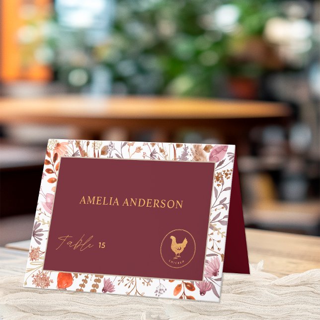 Cartão de Nome de Convidado para Escolha de Refeiç (Criador carregado)