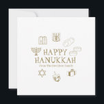 Cartão de nome de família personalizado branco e b<br><div class="desc">Feliz Hanukkah,  personalize o cartão de saudação do nome da família. Feliz Hanukkah,  Feliz Chanukah,  Hanukkah Sameach!,  Chag Sameach!,  Chag Urim Sameach!</div>