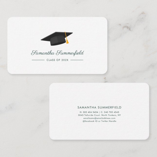 Cartão de Nome de Formatura 2026 Rótulo de Chamame (Frente/Verso)