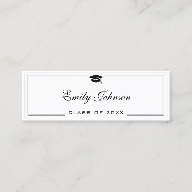 Cartão de Nome de Formatura - Clássico Elegante (Frente)