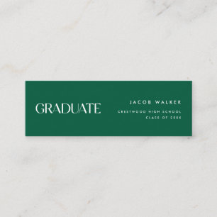 Cartão de Nome de Formatura com Listras Verde Escu