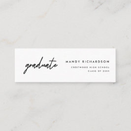 Cartão de Nome de Formatura Preto e Branco Minimal