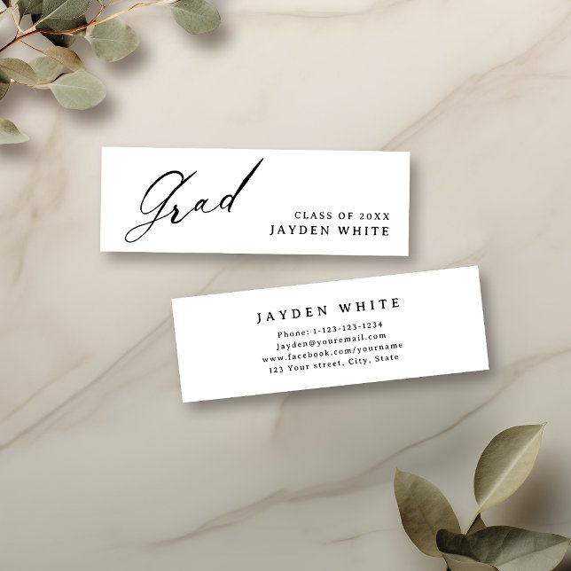 Cartão de Nome de Formatura Simples Caligrafia Mod (Modern Calligraphy Simple Graduation Name Card)