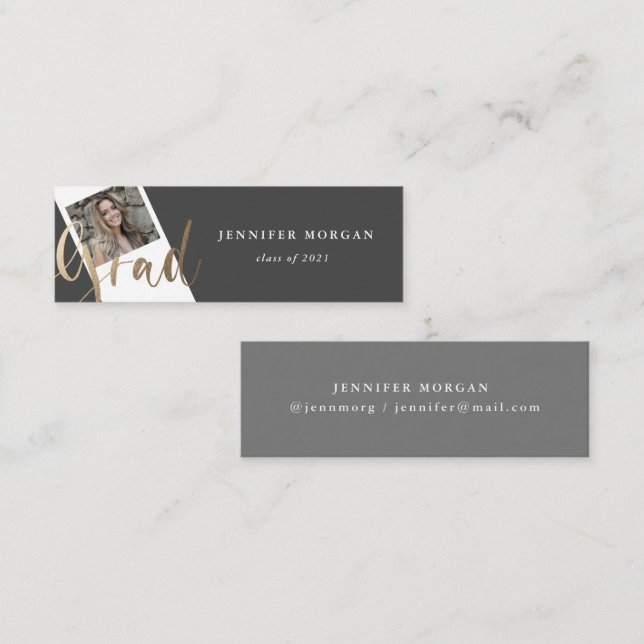 Cartão de Nome de Foto para Graduação de Script Do (Frente/Verso)