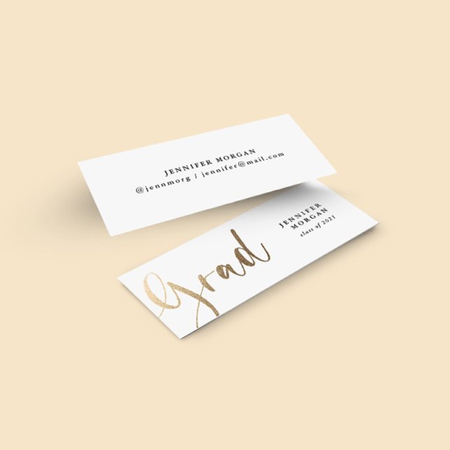 Cartão de Nome de Graduação de Script Dourado (Criador carregado)