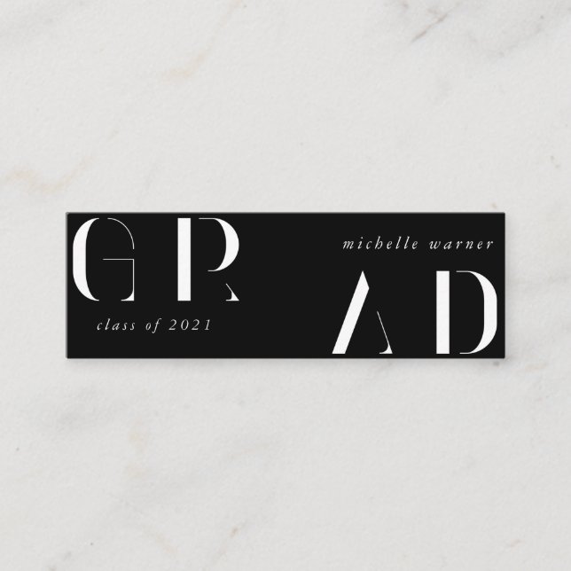 cartão de nome de graduação de script moderno eleg (Frente)