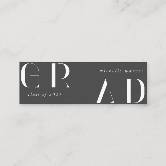 cartão de nome de graduação de script moderno eleg (Frente)