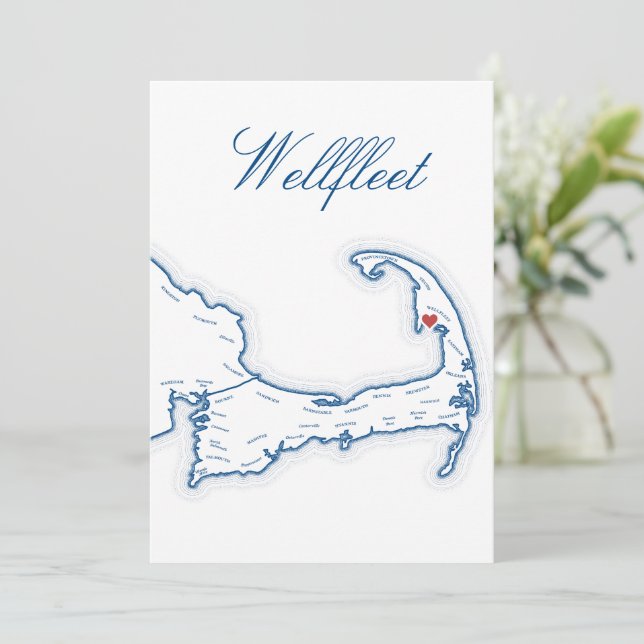 Cartão de Nome de Mesa de Casamento Mapa de Wellfl (Em pé/Frente)