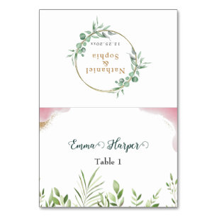 Cartão de Nome do Convidado de Noivado com Vegetaç