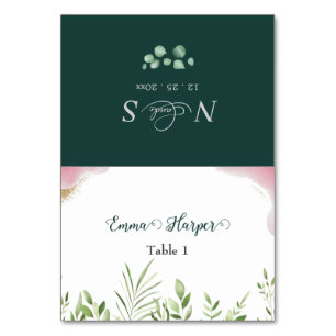 Cartão de Nome do Convidado de Noivado com Vegetaç