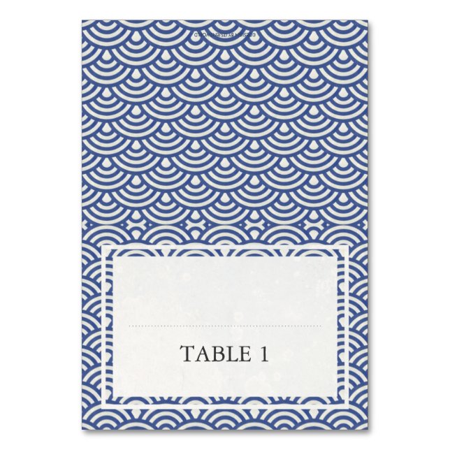 Cartão de Nome do Padrão de Onda de Casamento Azul (Frente)
