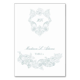 Cartão de Nome Dobrável Regency Azul Empoeirado