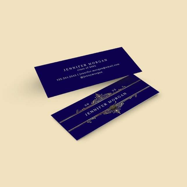 Cartão de Nome Elegante de Ornamento Dourado para  (Criador carregado)