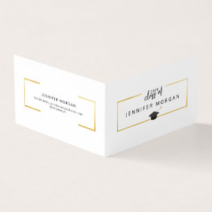 Cartão de Nome Elegante Dourado para Graduação