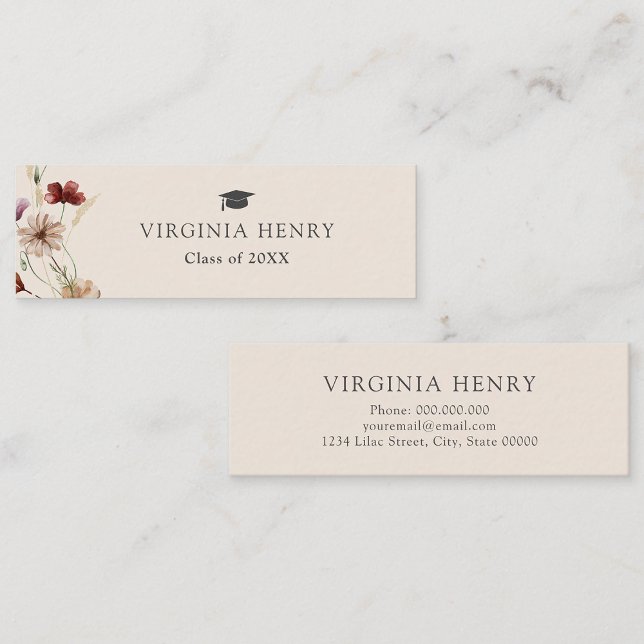 Cartão de Nome para Graduação Boho (Boho Graduation Name Card by Painted Paperie
)