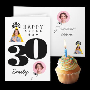 Cartão de Nome Personalizado de aniversário de 30 