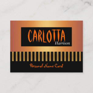 Cartão de Nome Pessoal Perfil Faixa Dourada Café
