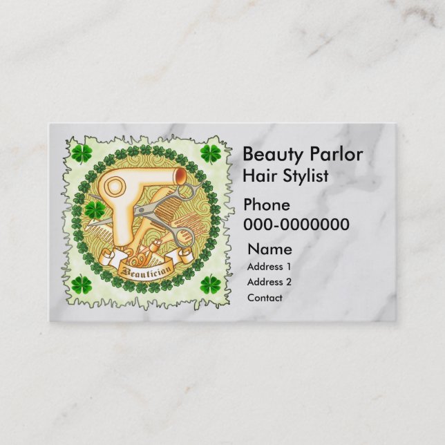 Cartão de Nomeação Beleza Irlandês (Frente)