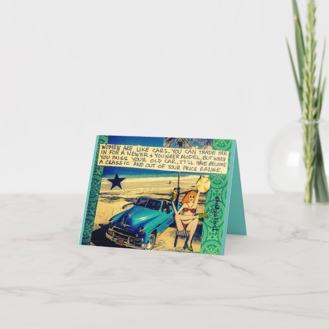 Cartão de nota - As mulheres são como carros. Você (Frente)